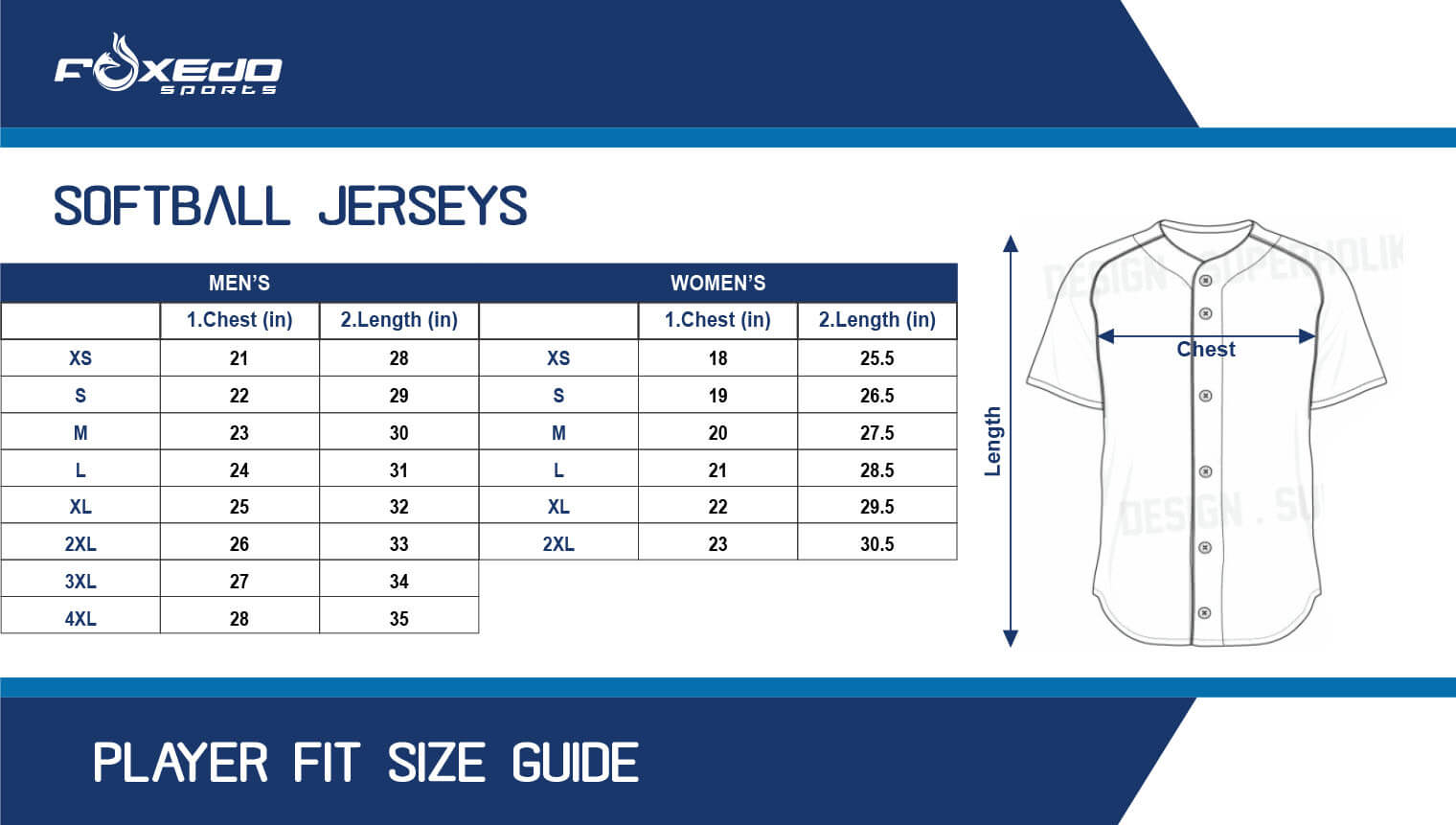 Perfect Fit Size Chart and Patterns by Foxedo Sports