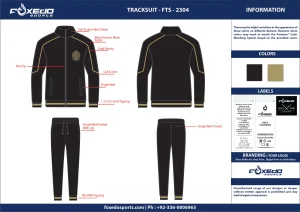 Black Green with Embroidery Tracksuit - FTS-2304