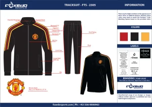 black with red and yellow pipping and woven patch tracksuit - FTS-2305