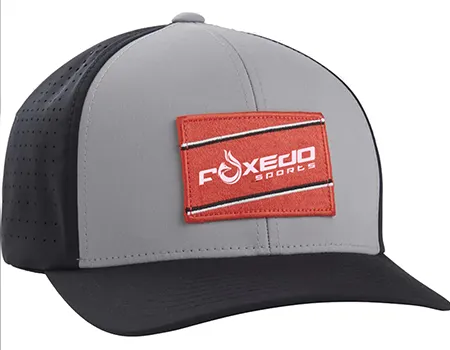 a hat with a patch on it