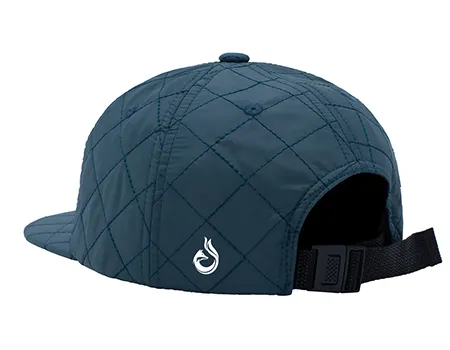 a blue hat with a white logo Strapback