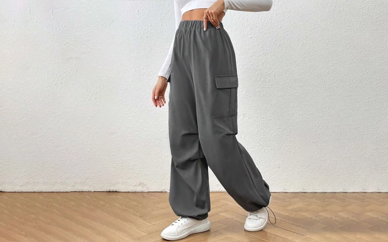 women wearing Dark grey Baggy Pant