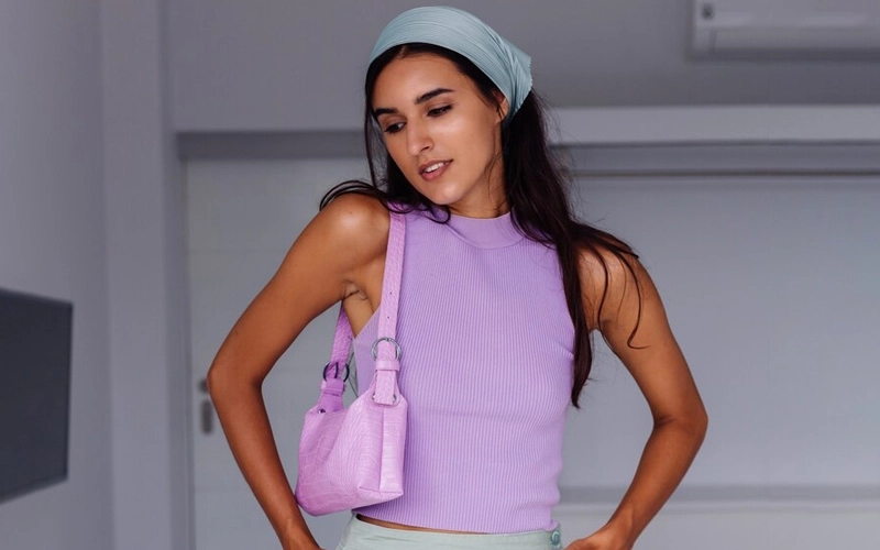 Women wearing pink high-neck tank top