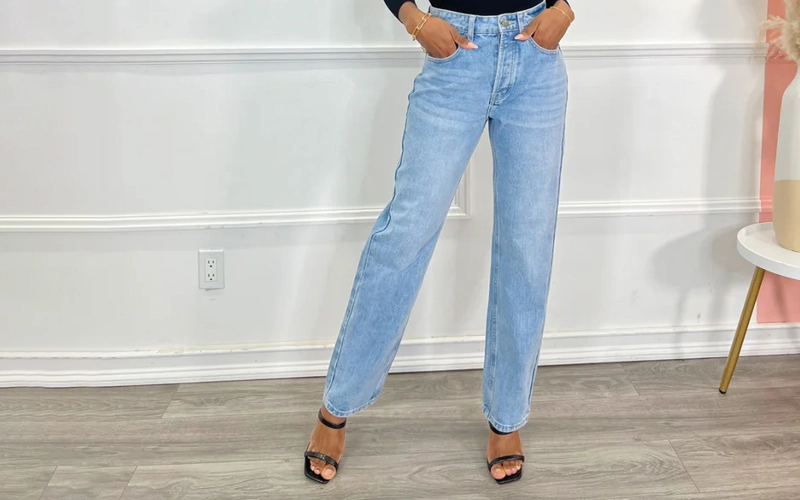 women wearing blue jeans
