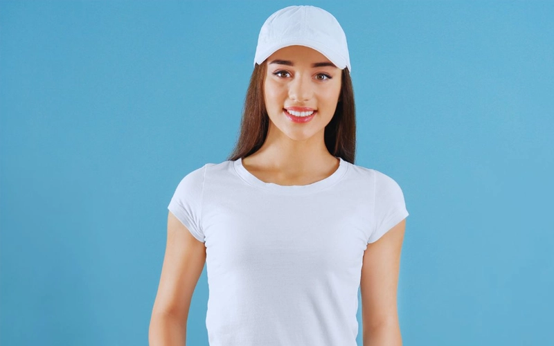 Women wearing white color Cap Sleeves T-shirt.