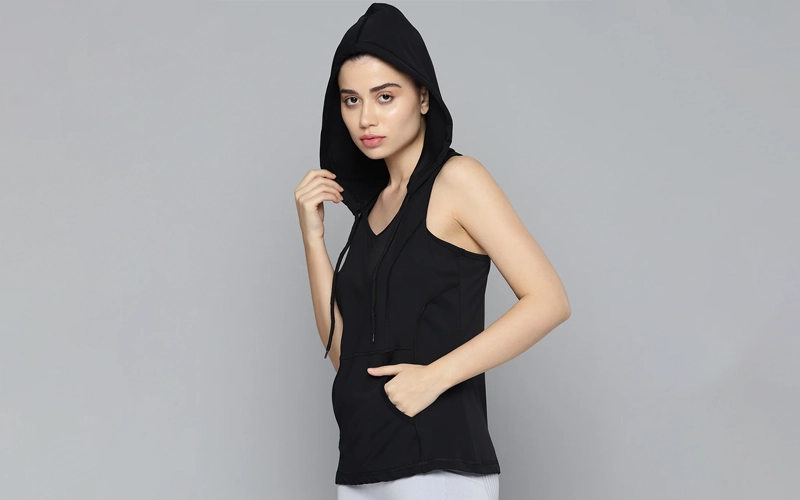 women wearing dark black color Hooded T-shirt