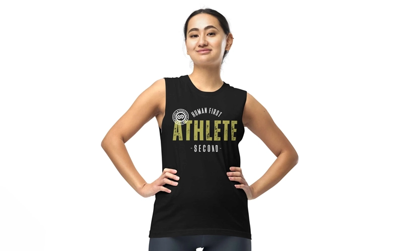 women wearing black color sleeveless Muscle T-shirt