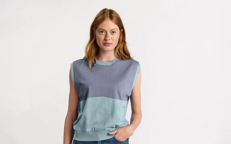 women wearing blue color Sleeveless T-shirt
