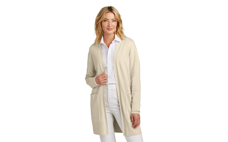 women wearing a cream color Open Front Cardigan